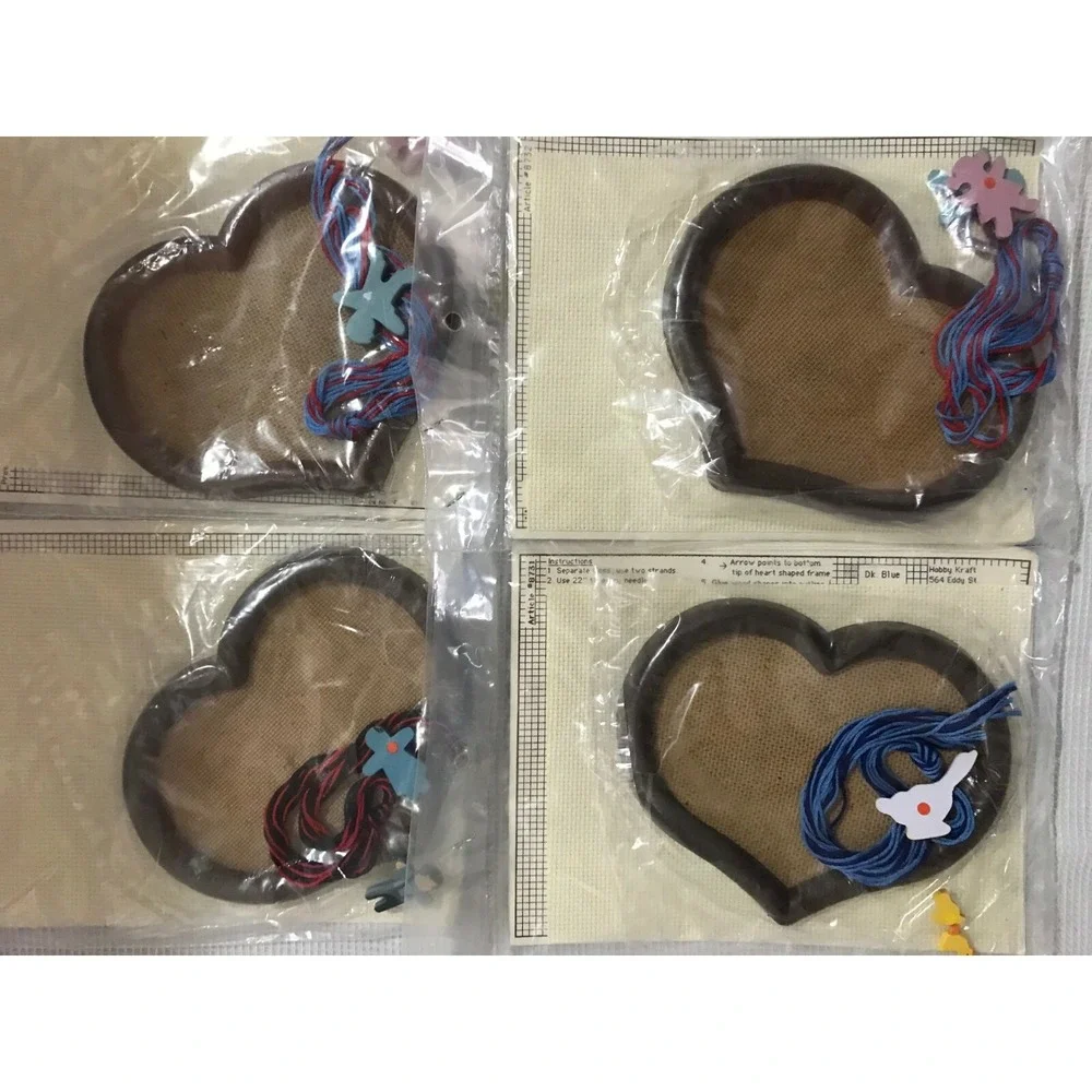 Vintage 1987‎ Lot 4 Hobby & Kraft Counted Cross Stitch Quick & Easy Heart Frames